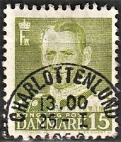 FRIMÆRKER DANMARK | 1948-50 - AFA 306 - Fr. IX 15 øre grøn - Lux Stemplet Charlottenlund